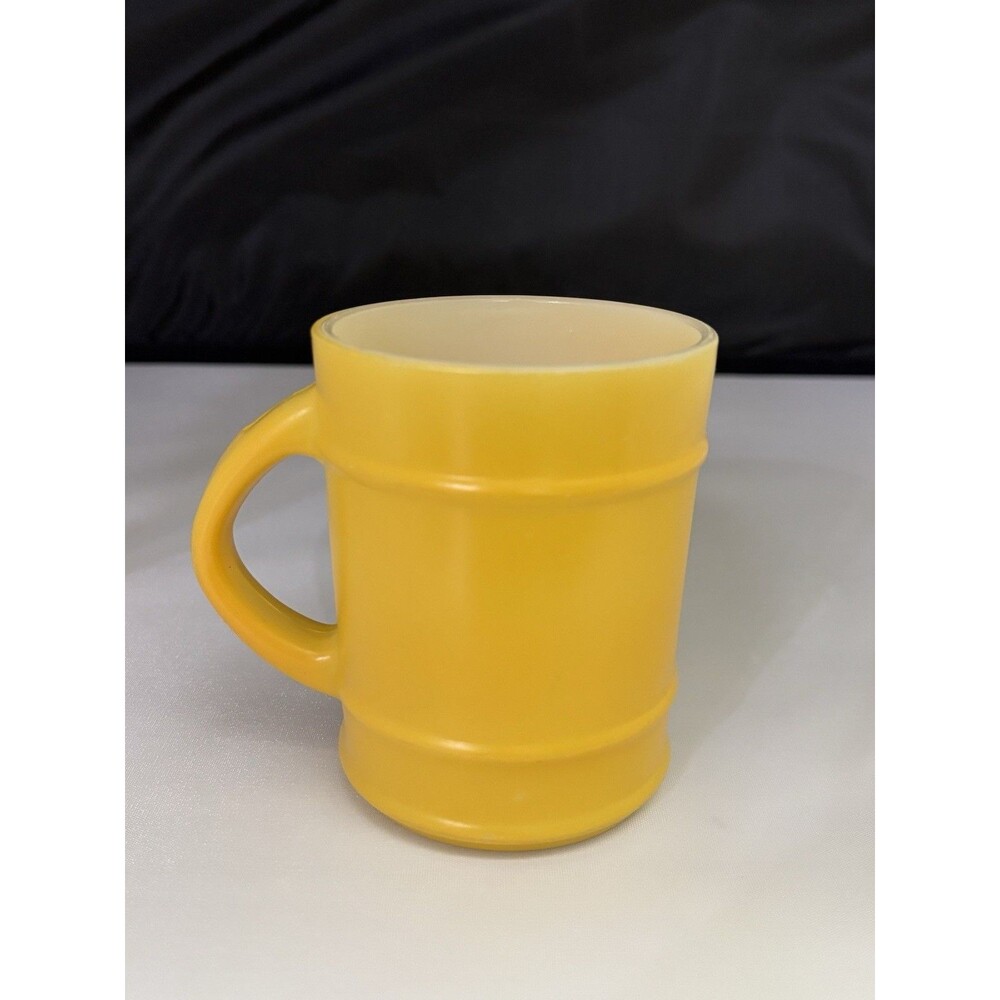 Vintage Fire-King Tankard Mug, Harvest Gold, Anchor Hocking USA Barrel Mug